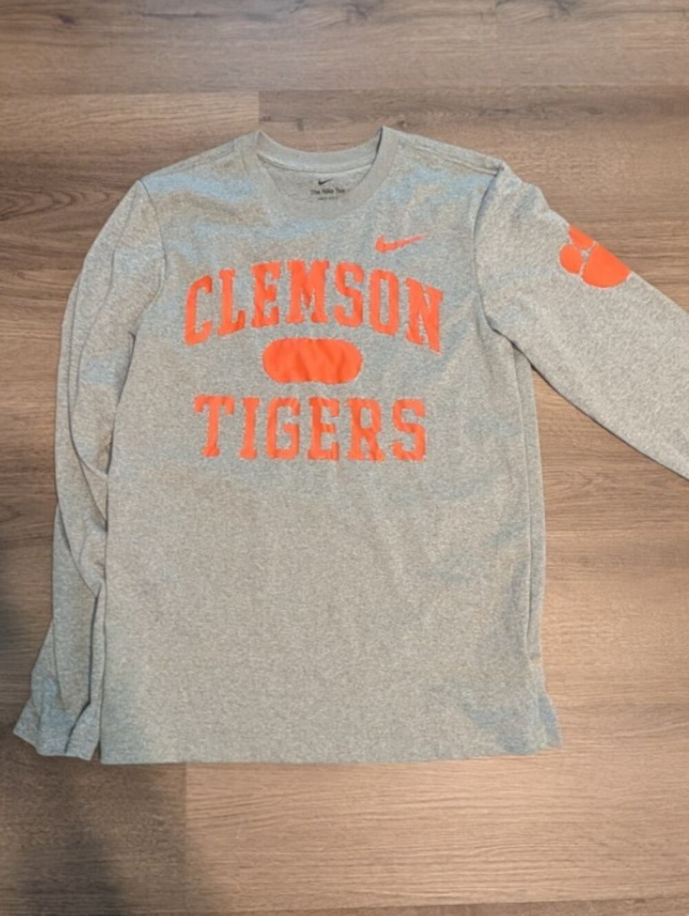 Clemson Tigers Gray Long Sleeve Tee with Orange Logo